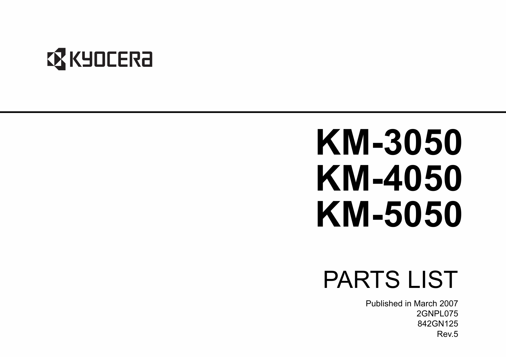 KYOCERA Copier KM-3050 4050 5050 Parts Manual-1